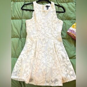 Ivory Floral Sleeveless Dress by Aqua- Sleeveless, Short